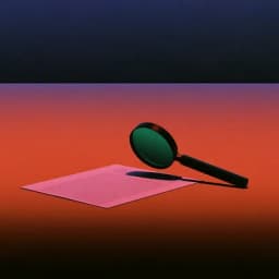 A magnifying glass resting over a sheet of paper